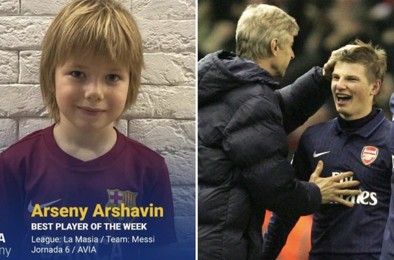 Andrey Arshavin’s son, who is enrolled at Barcelona’s academy, is named after his former manager, Arsène Wenger.