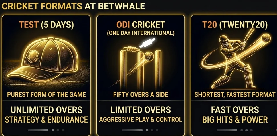 Cricket Formats at BetWhale